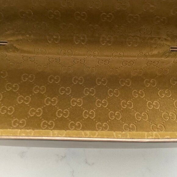 Gucci Vtg Hard Sided Sunglass Case Dark Bronze & Gold w Velveteen Interior OS - Picture 4 of 6